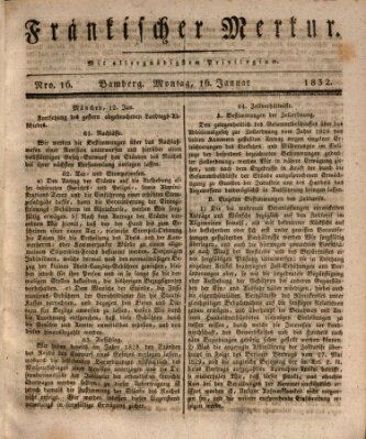 Fränkischer Merkur (Bamberger Zeitung) Montag 16. Januar 1832