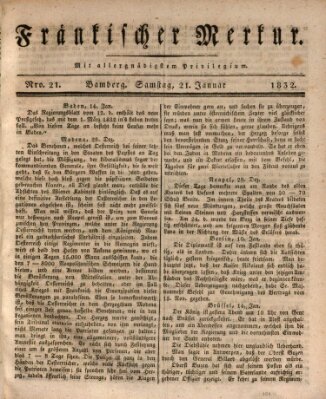 Fränkischer Merkur (Bamberger Zeitung) Samstag 21. Januar 1832