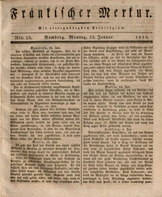 Fränkischer Merkur (Bamberger Zeitung) Montag 23. Januar 1832