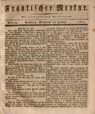 Fränkischer Merkur (Bamberger Zeitung) Mittwoch 25. Januar 1832