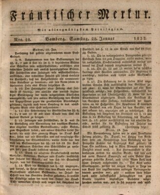 Fränkischer Merkur (Bamberger Zeitung) Samstag 28. Januar 1832