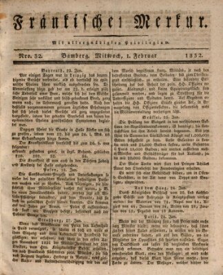 Fränkischer Merkur (Bamberger Zeitung) Mittwoch 1. Februar 1832