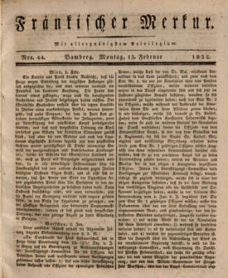 Fränkischer Merkur (Bamberger Zeitung) Montag 13. Februar 1832