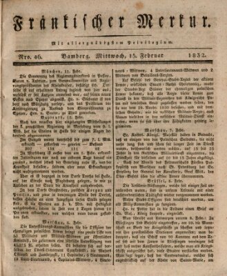 Fränkischer Merkur (Bamberger Zeitung) Mittwoch 15. Februar 1832