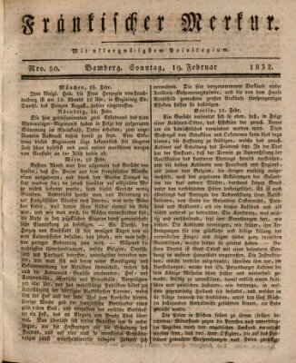 Fränkischer Merkur (Bamberger Zeitung) Sonntag 19. Februar 1832