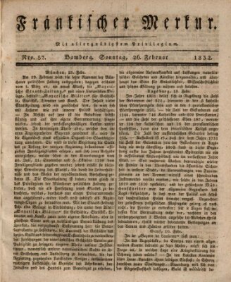 Fränkischer Merkur (Bamberger Zeitung) Sonntag 26. Februar 1832