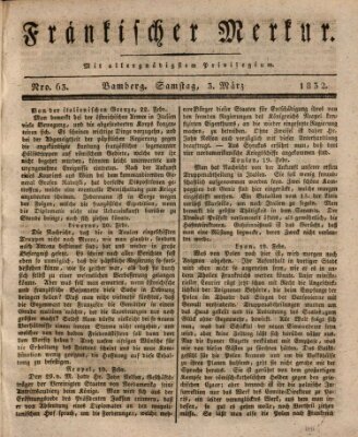 Fränkischer Merkur (Bamberger Zeitung) Samstag 3. März 1832