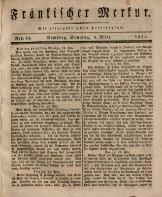 Fränkischer Merkur (Bamberger Zeitung) Sonntag 4. März 1832