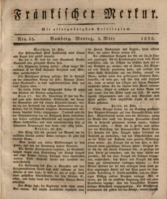 Fränkischer Merkur (Bamberger Zeitung) Montag 5. März 1832