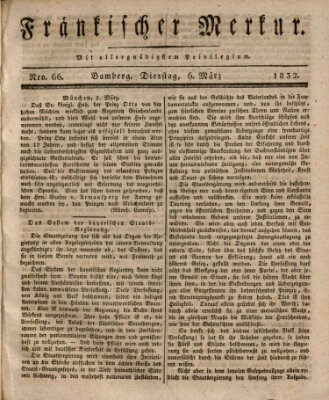 Fränkischer Merkur (Bamberger Zeitung) Dienstag 6. März 1832