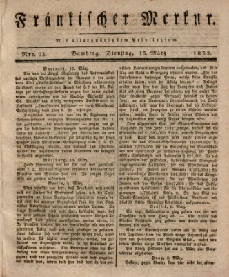 Fränkischer Merkur (Bamberger Zeitung) Dienstag 13. März 1832