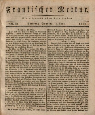 Fränkischer Merkur (Bamberger Zeitung) Sonntag 1. April 1832