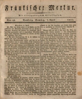 Fränkischer Merkur (Bamberger Zeitung) Samstag 7. April 1832