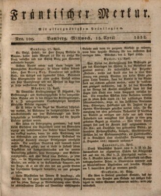 Fränkischer Merkur (Bamberger Zeitung) Mittwoch 18. April 1832