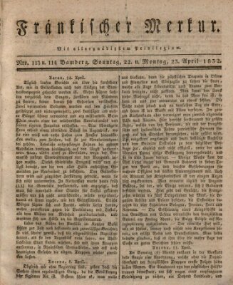 Fränkischer Merkur (Bamberger Zeitung) Montag 23. April 1832