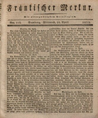 Fränkischer Merkur (Bamberger Zeitung) Mittwoch 25. April 1832