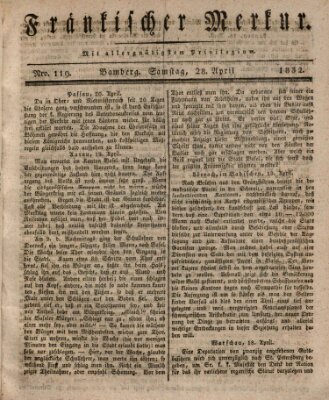 Fränkischer Merkur (Bamberger Zeitung) Samstag 28. April 1832