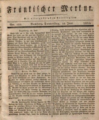 Fränkischer Merkur (Bamberger Zeitung) Donnerstag 28. Juni 1832