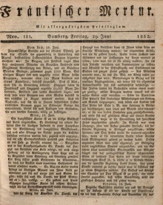 Fränkischer Merkur (Bamberger Zeitung) Freitag 29. Juni 1832