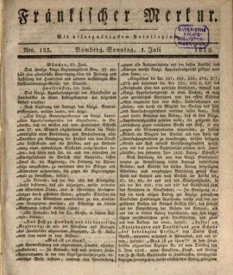 Fränkischer Merkur (Bamberger Zeitung) Sonntag 1. Juli 1832