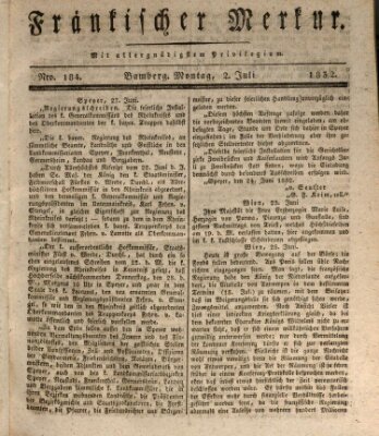 Fränkischer Merkur (Bamberger Zeitung) Montag 2. Juli 1832