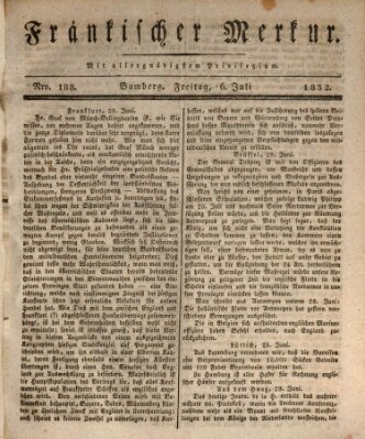 Fränkischer Merkur (Bamberger Zeitung) Freitag 6. Juli 1832