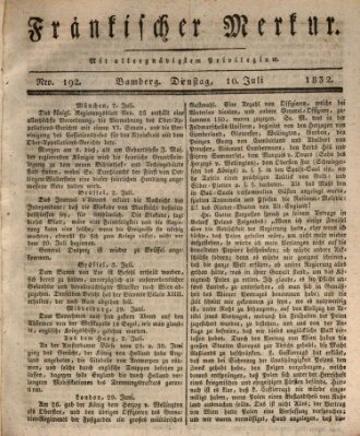 Fränkischer Merkur (Bamberger Zeitung) Dienstag 10. Juli 1832