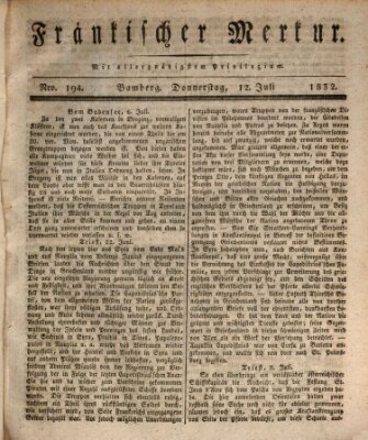 Fränkischer Merkur (Bamberger Zeitung) Donnerstag 12. Juli 1832