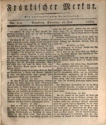 Fränkischer Merkur (Bamberger Zeitung) Sonntag 22. Juli 1832