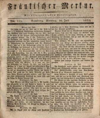 Fränkischer Merkur (Bamberger Zeitung) Montag 30. Juli 1832