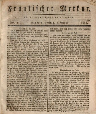 Fränkischer Merkur (Bamberger Zeitung) Freitag 3. August 1832