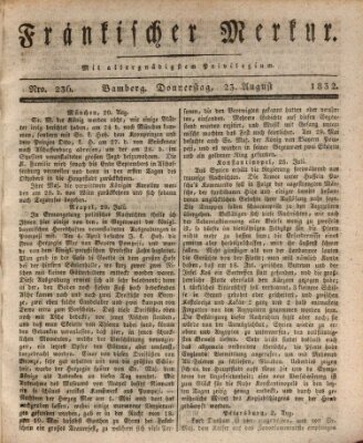 Fränkischer Merkur (Bamberger Zeitung) Donnerstag 23. August 1832