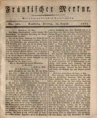 Fränkischer Merkur (Bamberger Zeitung) Freitag 24. August 1832