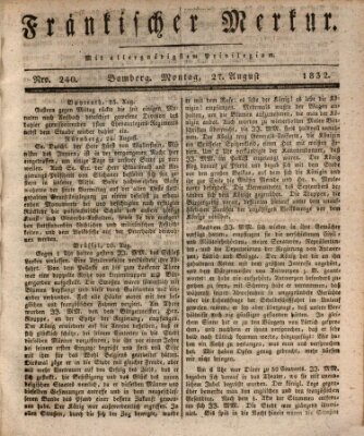 Fränkischer Merkur (Bamberger Zeitung) Montag 27. August 1832