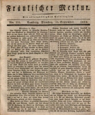 Fränkischer Merkur (Bamberger Zeitung) Dienstag 11. September 1832