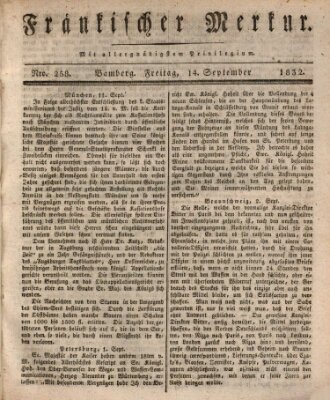 Fränkischer Merkur (Bamberger Zeitung) Freitag 14. September 1832