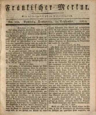 Fränkischer Merkur (Bamberger Zeitung) Donnerstag 20. September 1832