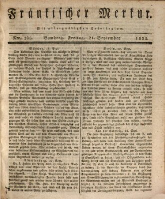 Fränkischer Merkur (Bamberger Zeitung) Freitag 21. September 1832