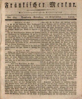 Fränkischer Merkur (Bamberger Zeitung) Dienstag 25. September 1832