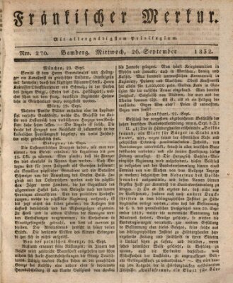 Fränkischer Merkur (Bamberger Zeitung) Mittwoch 26. September 1832