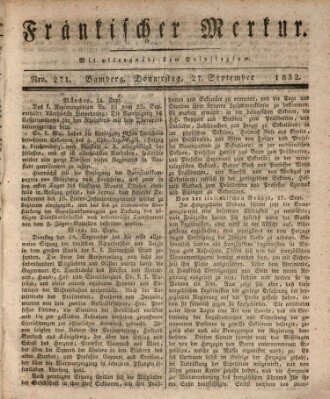 Fränkischer Merkur (Bamberger Zeitung) Donnerstag 27. September 1832