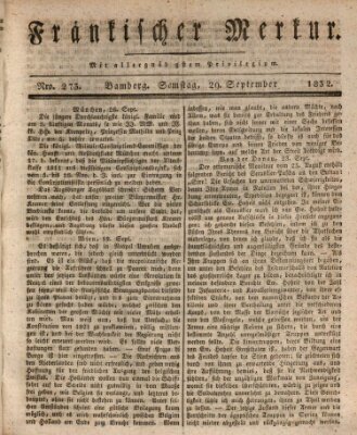 Fränkischer Merkur (Bamberger Zeitung) Samstag 29. September 1832