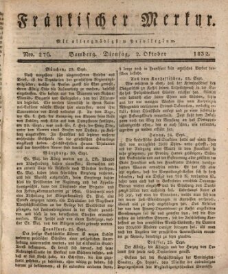 Fränkischer Merkur (Bamberger Zeitung) Dienstag 2. Oktober 1832