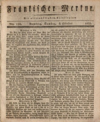 Fränkischer Merkur (Bamberger Zeitung) Samstag 6. Oktober 1832