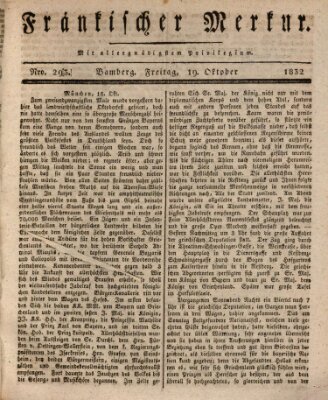 Fränkischer Merkur (Bamberger Zeitung) Freitag 19. Oktober 1832