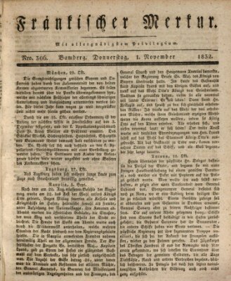 Fränkischer Merkur (Bamberger Zeitung) Donnerstag 1. November 1832