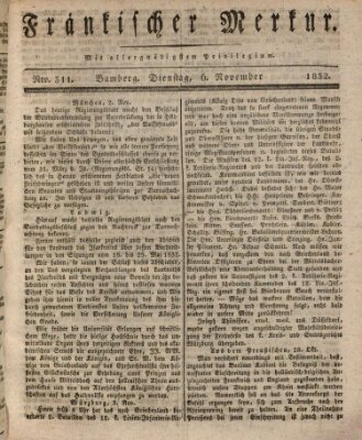 Fränkischer Merkur (Bamberger Zeitung) Dienstag 6. November 1832