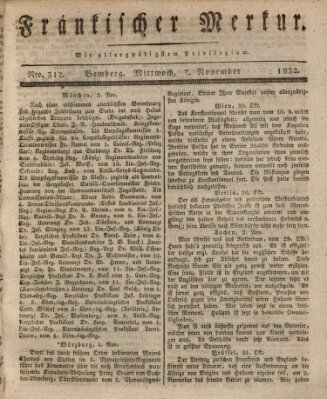 Fränkischer Merkur (Bamberger Zeitung) Mittwoch 7. November 1832