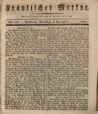 Fränkischer Merkur (Bamberger Zeitung) Dienstag 4. Dezember 1832