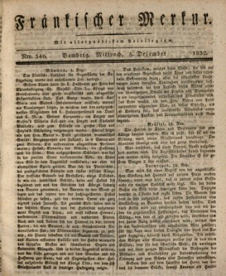 Fränkischer Merkur (Bamberger Zeitung) Mittwoch 5. Dezember 1832